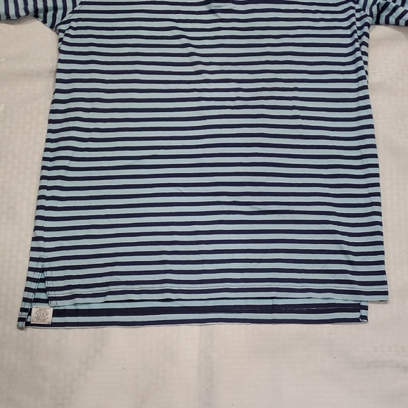 Peter Millar Blue Striped Polo Shirt Size M - Picture 2 of 11